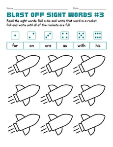 Blast Off Sight Words #3