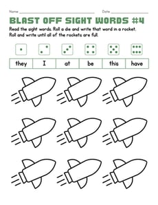 Blast Off Sight Words #4