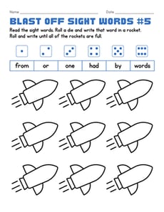Blast Off Sight Words #5