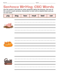 Sentence Writing: CVC Words