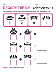 Decode the Pie: Addition to 10