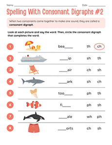 Spelling With Consonant Digraphs #2
