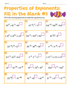 Properties of Exponents: Fill in the Blank #3