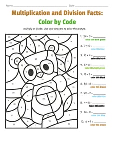 Multiplication and Division Facts: Color by Code