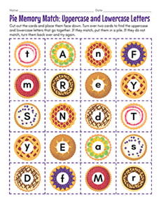Pie Memory Match: Uppercase and Lowercase Letters