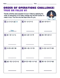Order of Operations Challenge: True or False #1