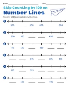 Skip Counting by 100 on Number Lines