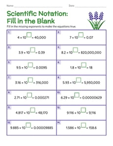 Scientific Notation: Fill in the Blank