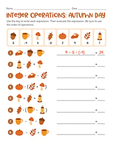 Integer Operations: Autumn Day