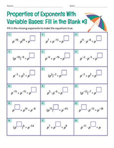 Properties of Exponents With Variable Bases: Fill in the Blank #3