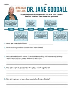 Reading a Timeline: Dr. Jane Goodall