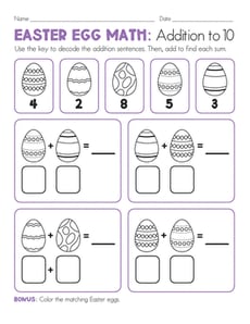Easter Egg Math: Addition to 10