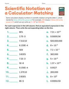 Scientific Notation on a Calculator: Matching