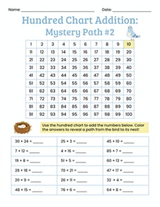 Hundred Chart Addition: Mystery Path #2