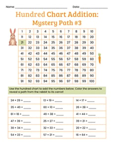 Hundred Chart Addition: Mystery Path #3