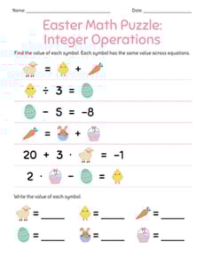 Easter Math Puzzle: Integer Operations
