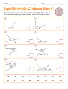 Angle Relationships and Unknown Values #1