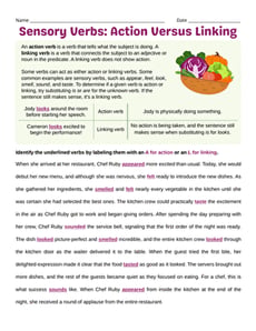 Sensory Verbs: Action Versus Linking