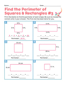 Find the Perimeter of Squares & Rectangles #3