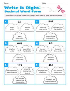 Write It Right: Decimal Word Form