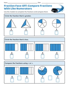 Fraction Face-Off: Compare Fractions With Like Numerators