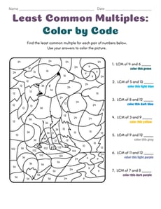 Least Common Multiples: Color by Code