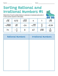 Sorting Rational and Irrational Numbers #1