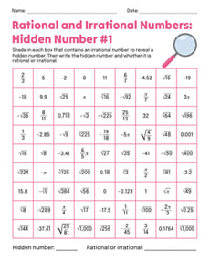 Rational and Irrational Numbers: Hidden Number #1
