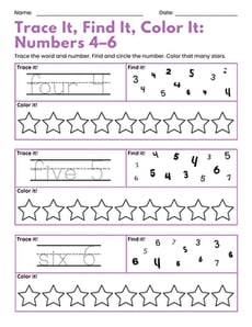 Trace It, Find It, Color It: Numbers 4-6