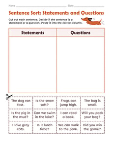 Sentence Sort: Statements and Questions