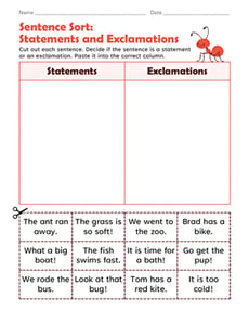 Sentence Sort: Statements and Exclamations