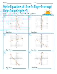 Write Equations of Lines in Slope-Intercept Form From Graphs #3