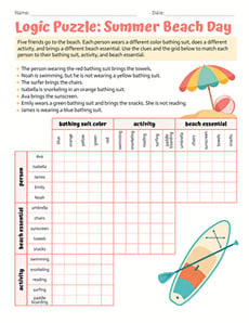 Logic Puzzle: Summer Beach Day