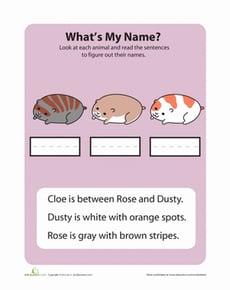 Pre-Reading Cat Names