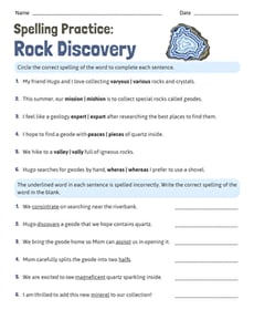 Spelling Practice: Rock Discovery