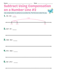 Subtract Using Compensation on a Number Line #2