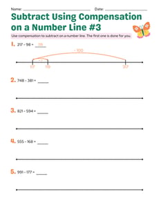 Subtract Using Compensation on a Number Line #3