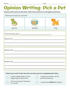 Opinion Writing: Pick a Pet