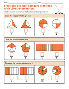 Fraction Face-Off: Compare Fractions With Like Denominators