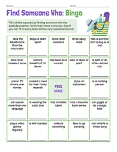 Find Someone Who: Bingo