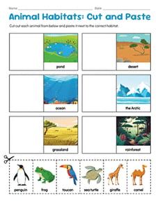 Animal Habitats: Cut and Paste