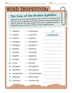 Word Inspector: The Case of the Broken Syllables #1