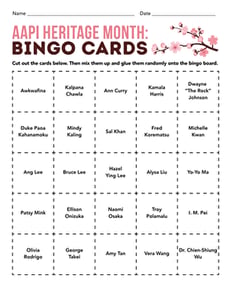 AAPI Heritage Month: Bingo Cards