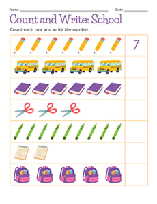 Count and Write: School