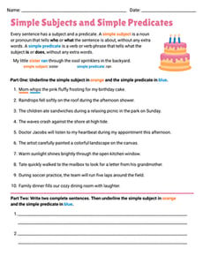 Simple Subjects and Simple Predicates