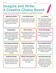 Imagine and Write: A Creative Choice Board