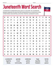 Juneteenth Word Search