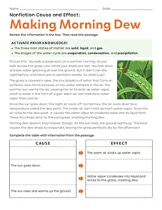 Nonfiction Cause and Effect: Making Morning Dew
