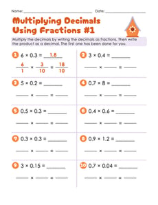 Multiplying Decimals Using Fractions #1