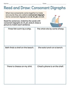 Read and Draw: Consonant Digraphs